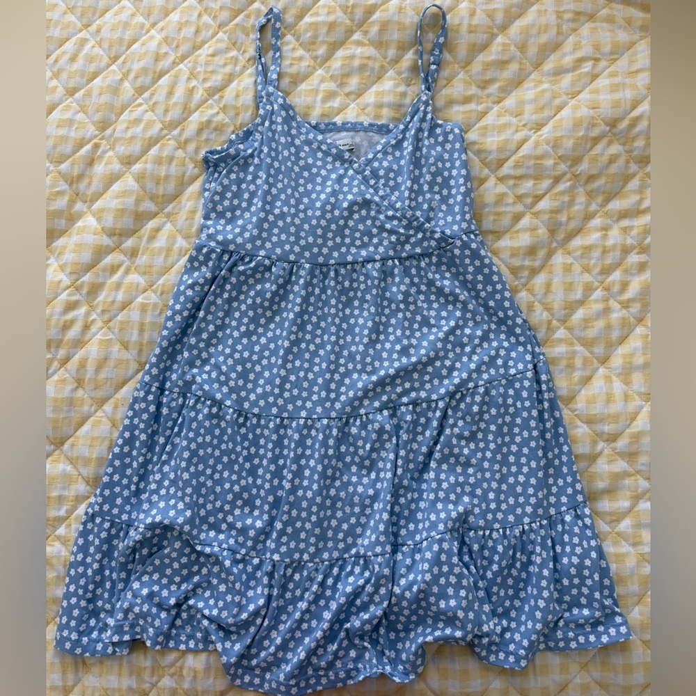 Hollister Light Blue Dress with White Floral Design L